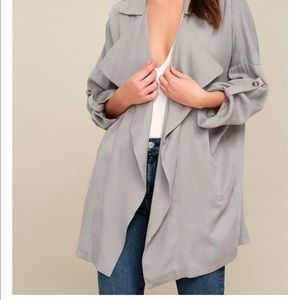 Lulus Lucky Break Light Grey Oversized Jacket